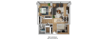 1 bedroom 1 bathroom A at Park Michigan Apartments, Chicago, Illinois