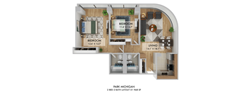 2 bedroom 2 bathroom at Park Michigan Apartments, Chicago, IL, 60605