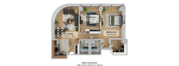 2 bedroom 2 bathroom A at Park Michigan Apartments, Chicago, IL
