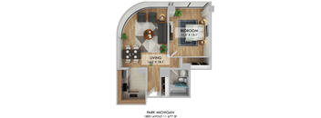 1 bedroom 1 bathroom C at Park Michigan Apartments, Illinois