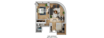 1 bedroom 1 bathroom D at Park Michigan Apartments, Illinois, 60605
