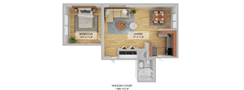 Wilson Court One Bedroom Floor Plan