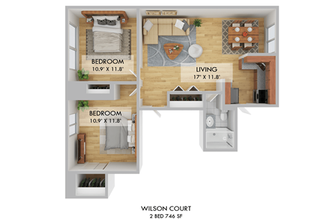 Wilson Court Two Bedroom Floor Plan