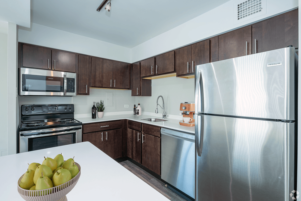 The Bryn Kitchen with stainless steel appliances