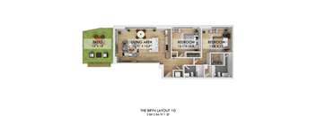 The Bryn 1D Two Bedroom Layout