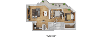 2555 North Clark 2 BR Floor Plan