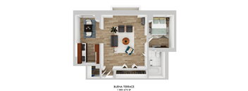 Buena Terrace One Bedroom Floor Plan