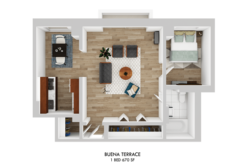 Buena Terrace One Bedroom Floor Plan