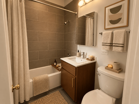 A bathroom with a toilet, sink, and bathtub.