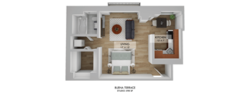 Buena Terrace Studio Floor Plan