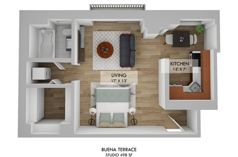 Buena Terrace Studio Floor Plan