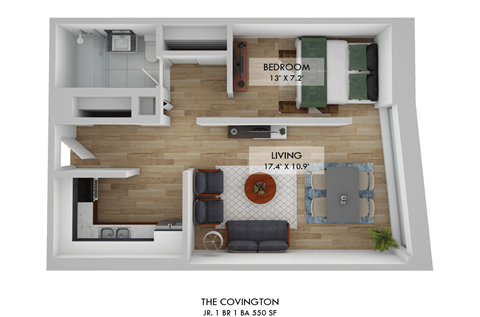The Covington Jr. One Bedroom Floor Plan