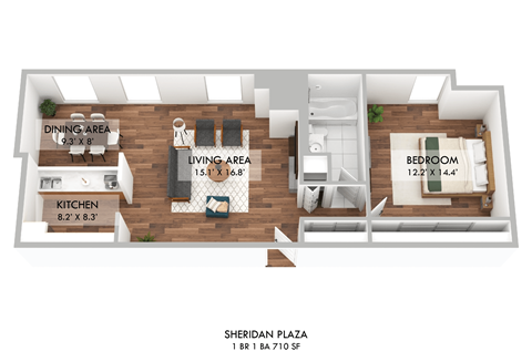 Sheridan Plaza One Bedroom Floor Plan