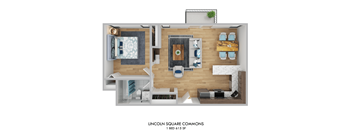 Lincoln Square Commons One Bedroom Floor Plan