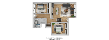 Harry Frank Building Two Bedroom Floor Plan
