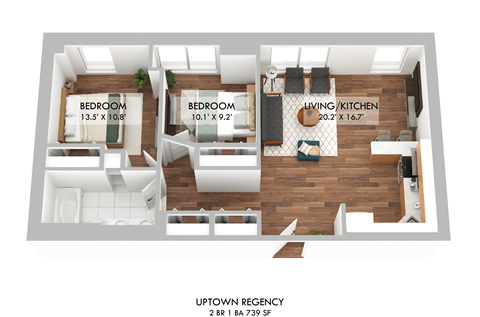 Uptown Regency Two Bedroom Floor Plan