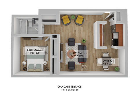 Oakdale Terrace One Bedroom Floor Plan