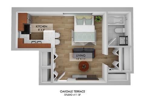 Oakdale Terrace Studio Floor Plan