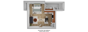 The District Studio Layout 4 Floor Plan