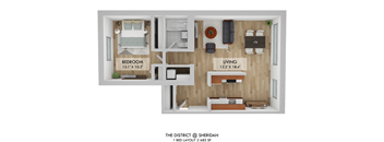 The District One Bedroom Layout 2 Floor Plan