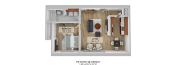 The District One Bedroom Layout 6 Floor Plan