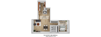 The District One Bedroom Layout 8 Floor Plan