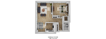 Sheridan Tower One Bedroom Floor Plan