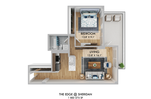 The Edge One Bedroom Floor Plan
