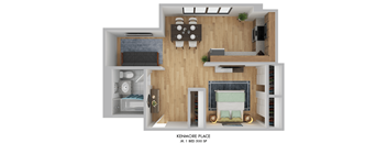Kenmore Place Jr. One Bedroom Floor Plan