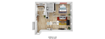 Sheridan Lake 1 BR Layout C Floor Plan