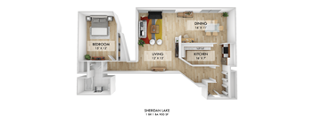 Sheridan Lake 1 BR Layout D Floor Plan