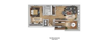 The Renaissance One Bedroom Floor Plan