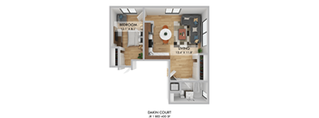 Dakin Court Jr One Bedroom Floor Plan