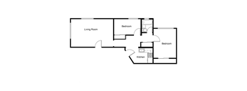 One-bedroom two-bath