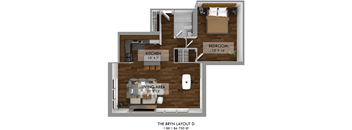 The Bryn One Bedroom Floor Plan