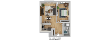 The Wrightwood Layout A One Bedroom Floor Plan