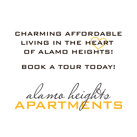 A poster advertising Alamo Heights Apartments, highlighting their affordable and charming living options.