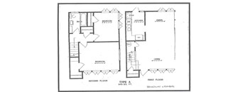 A black and white image of a floor plan for a type A apartment.