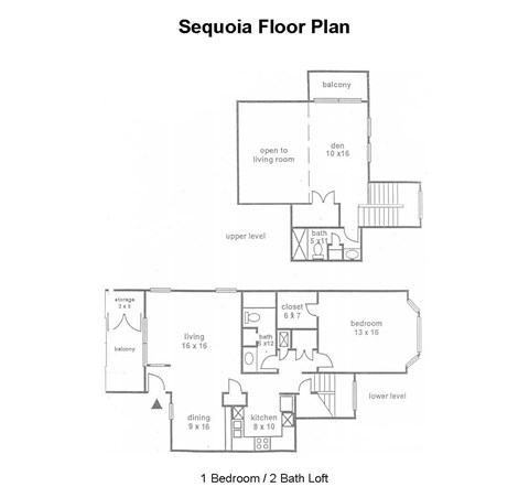 A black and white drawing of a Sequoia Floor Plan.