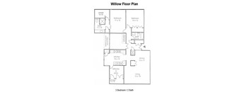A Willow Floor Plan with dimensions for each room.