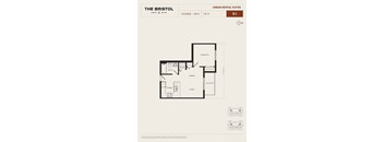 A diagram of an apartment layout for The Bristol urban rental suites.