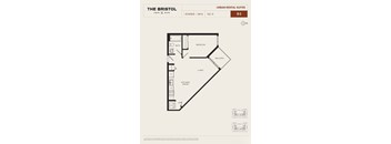 A diagram of an apartment layout for The Bristol urban rental suites.