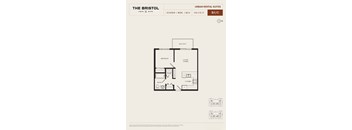 A diagram of a one bedroom apartment layout.