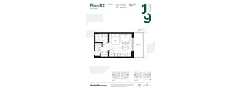 A floor plan for a studio apartment with a living room, kitchen, bathroom, and balcony.