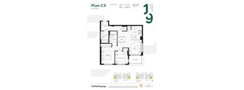 Floor plan for a 2 bedroom apartment.