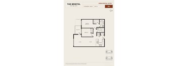 A diagram of a 2 bedroom, 2 bath apartment at The Bristol.