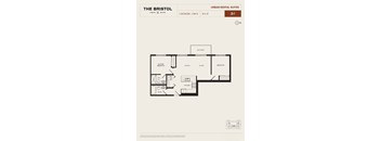 A floor plan for a 2 bedroom, 2 bathroom apartment at The Bristol.