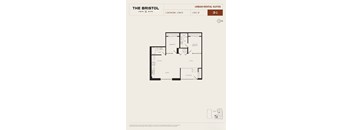 A floor plan for a 2 bedroom, 2 bathroom apartment sized at 1,052 square feet.