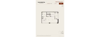 A floor plan for a 2 bedroom, 2 bathroom apartment at The Bristol.