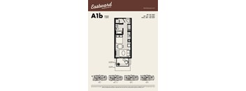 A floor plan for an Eastward Studio 1 bath apartment.